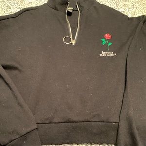 forever 21 cropped black french hoodie